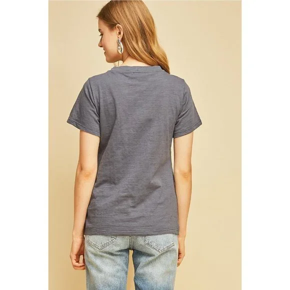 Entro Lace Up Graphic Tee, Charcoal - Picture 4 of 4